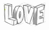  love كيفية رسم كلمة ثلاثية الابعاد